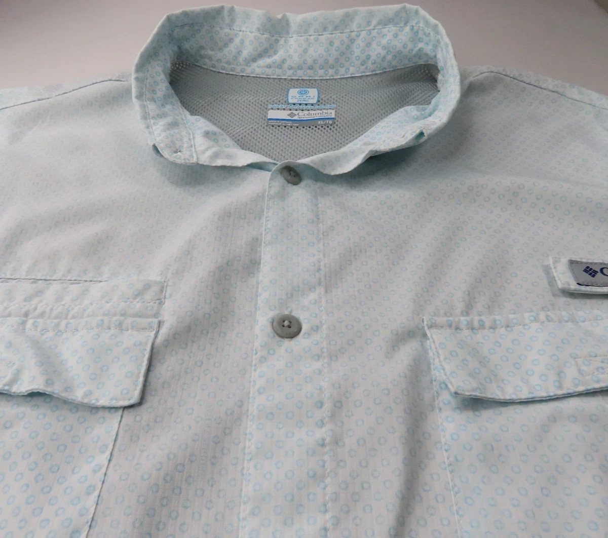 Columbia PFG Omni-Freeze Zero Camisa de Pesca Exterior Ventilada Hombres Verde azulado Geométrico XL