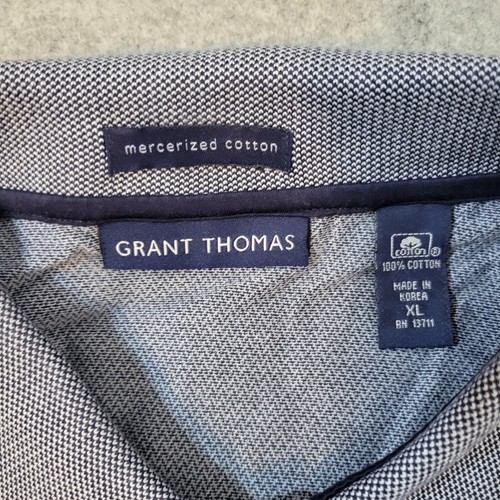 Grant Thomas Polo Mens Extra Large Navy Chevron All Over Short Sleeve Pocket - Picture 7 of 10
