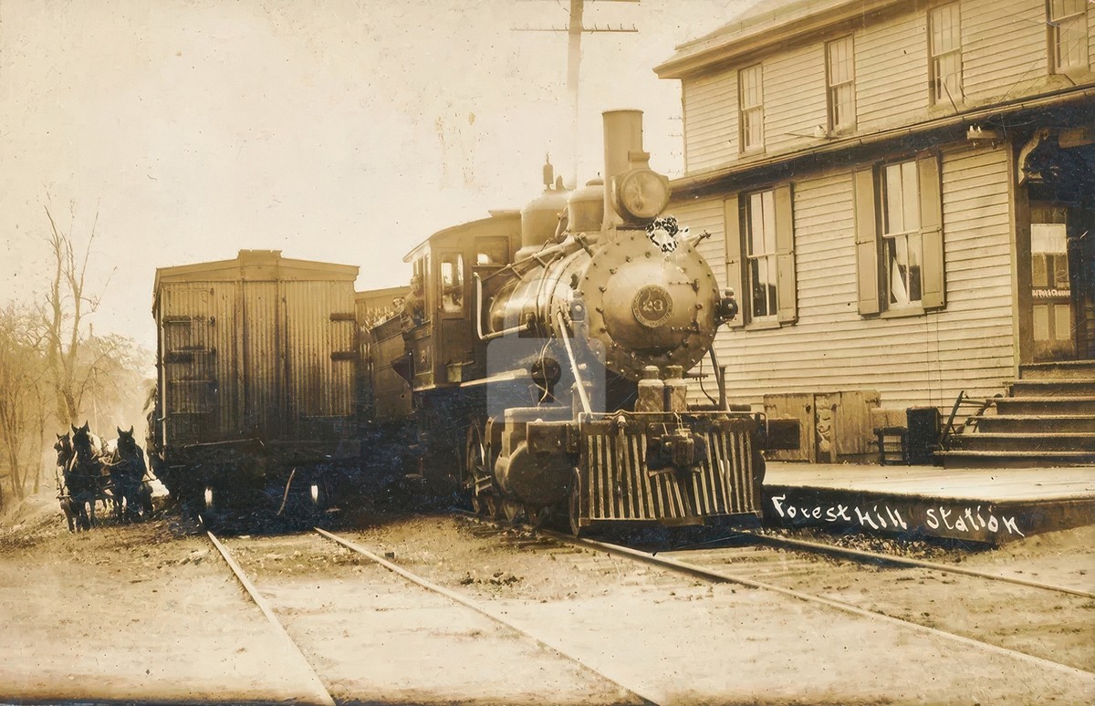 1907 Forest Hill MD Maryland Train Station Engine 23 RPPC Photo
