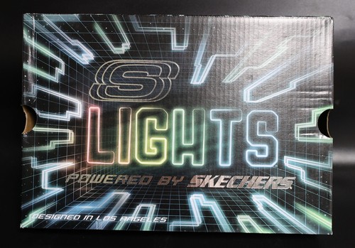 Skechers S Lights Boy's Light Up Sneakers, Blue/Orange, Size 3 (411074LS) - Picture 10 of 11