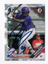 2019 BOWMAN DRAFT DASAN BROWN BLUE JAYS AUTOGRAPHED SIGNED BASEBALL CARD RC