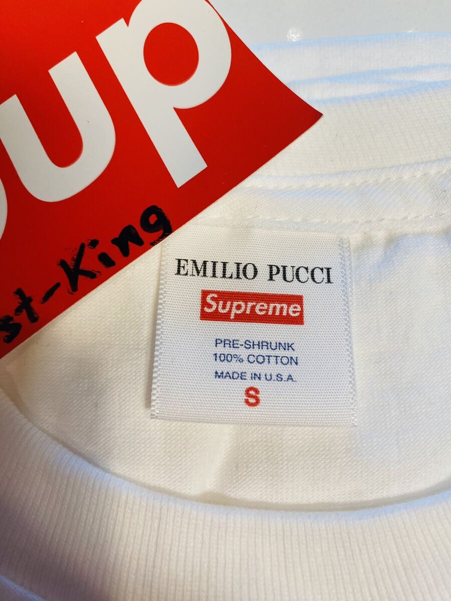 Supreme Emilio Pucci Box Logo Tee Small White Blue SS21 DS Supreme Emilio Pucci Box Logo Tee Small White Blue SS21 DS