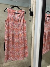 J.JILL Linen Pink Orange Paisley Sleeveless Sheath Tank Dress - Size S Maxi Midi