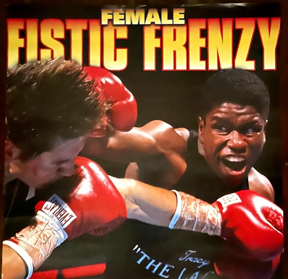 RARO ORIGINAL VINTAGE ORIGINAL 1997 FISTIC VS. PÓSTER DE LUCHA DE BOXEO FRENESÍ FEMENINO Foto 3 de 4