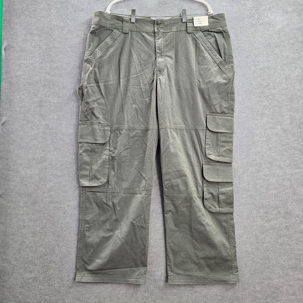 Abercrombie & Fitch Men Pants 18 Green Cargo Wide Leg Y2K Baggy