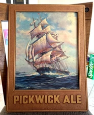 STUNNING VINTAGE PICKWICK CLIPPER SHIP ALE SIGN HAFFENREFFER BEER BRG BOSTON MA