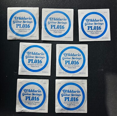 D'Addario PL016 Plain Steel Single Guitar Strings (pack of 7 strings)