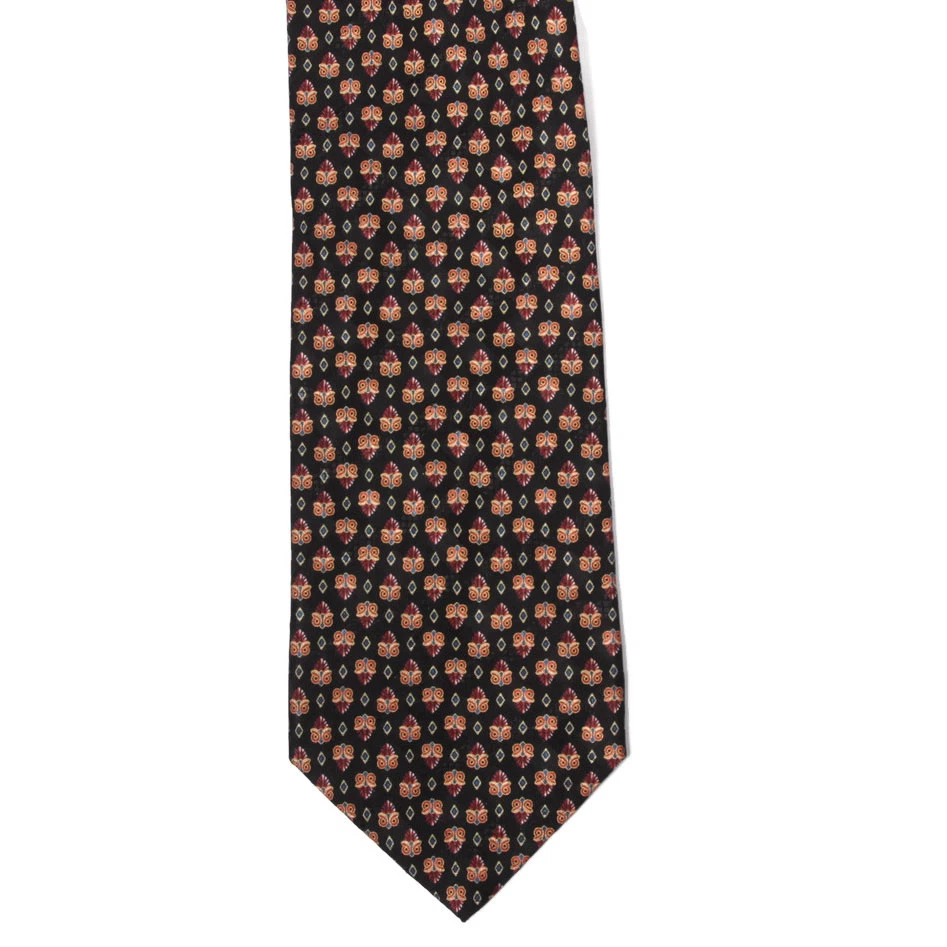 BRIONI Esquisite Flourish Deco Owl Eyes Diamond Design Men's Silk Neck Tie - Image 3 of 4
