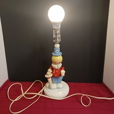 Vintage 1960's Nursery Plastics Bedroom Nursery Wooden Clown Lamp Lite "WORKS"