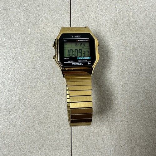 Timex Indiglo Gold Digital Wrist Watch CR 2016 Cell WR 30M Classic 80's Look eBay