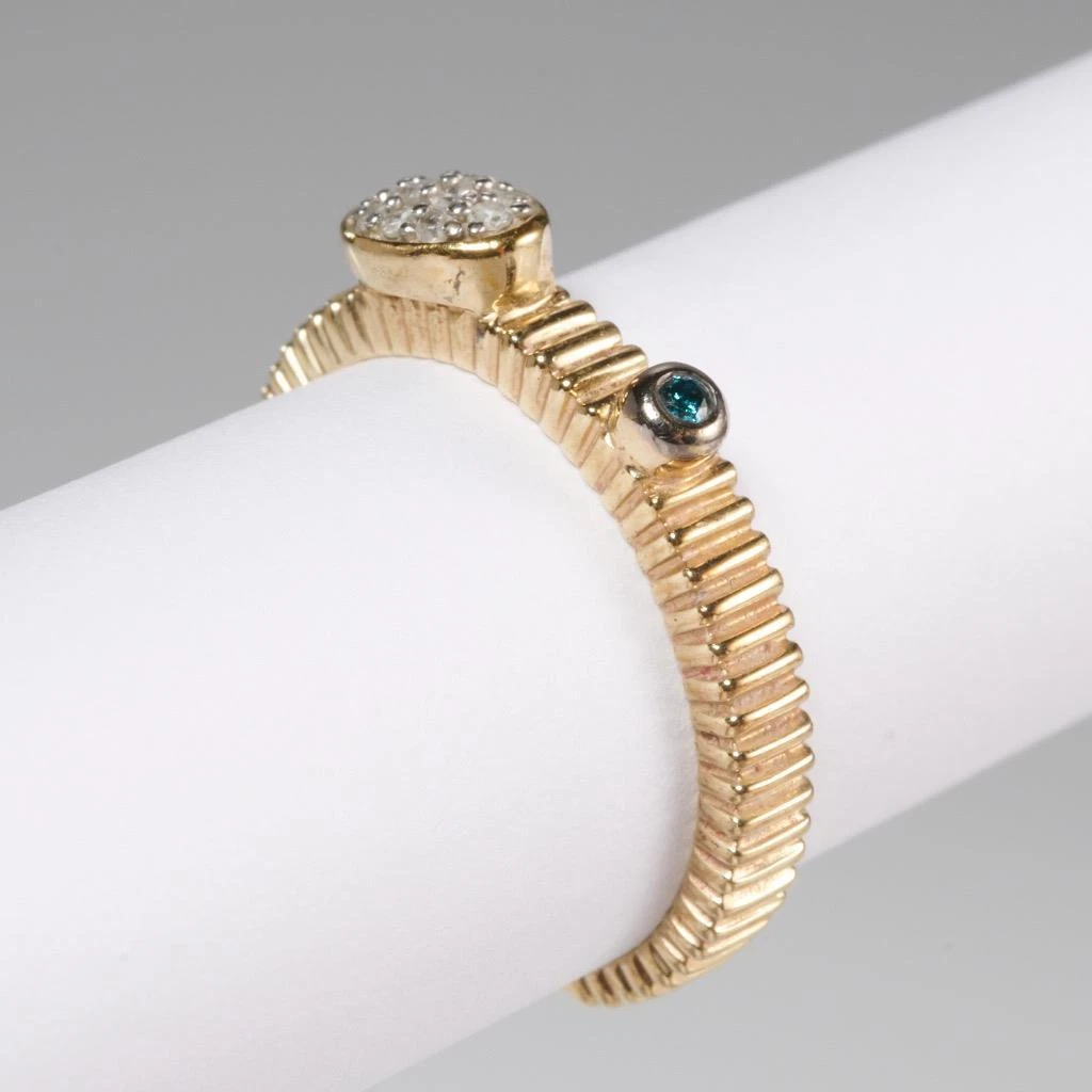 Michael Drechsler Gold over Sterling Blue White Stone Wedding Band