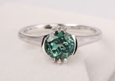 Lab Created Green Sapphire Woman Ring, High Quality Sapphire Engagement Ring