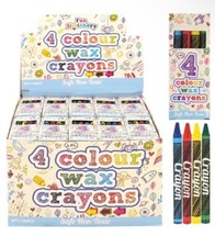 Henbrandt Colour Mini Wax Crayons 8cm 50 Packs of 4 Crayons Party Bags Gifts