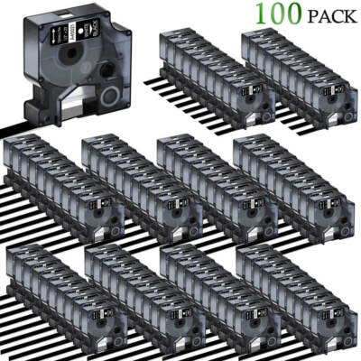 10PCS Black on White Label Tape 1/2'' For DYMO D1 45021 LabelManager 450 100Packs