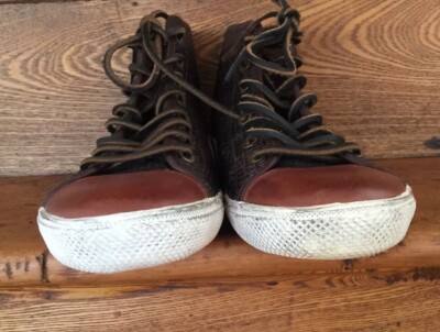 Frye Chambers high top sneakers cognac dark brown‎ leather reptile. 9.5 men’s Frye Chambers high top sneakers cognac dark brown leather  main image 4