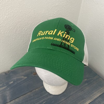 #ad Rural King Green amp; White Trucker Strapback Hat w Embroidered Logo OSFM M5 $12.99