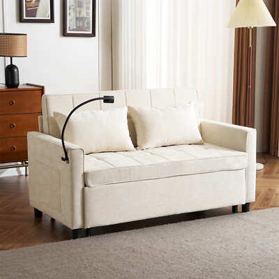 Convertible Sleeper Sofa Bed Loveseat Sofa w/ Pull Out Bed for Living Room