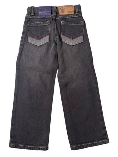 Boys US Polo Assn Gray Embroidered Pony Straight Leg Jeans Adjust Waist Y2K Sz 4 - Picture 4 of 7