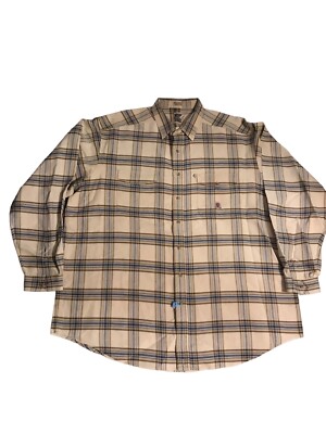Panhandle Slim Rough Stock XXL Plaid Western Cowboy Heavy Weight Shirt Tan Blue