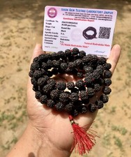 2 X ROSAIRE noir Rudraksh Mala LAB CERTIFIÉ 5 Mukhi RUDRAKSHA 108 + 1 perle d...