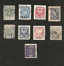 POLSKA POLOGNE COLLECTION LOT DE 9 TIMBRES ANCIENS EMBLEMES BLASONS
