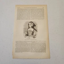 Portrait of Queen Jane Seymour England c. 1848 Engraving (273)