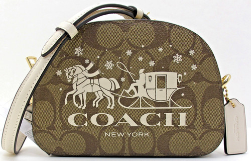 NEW COACH SERENA Signature Horse Sleigh Carriage Mini Crossbody Khaki/Chalk/Gold