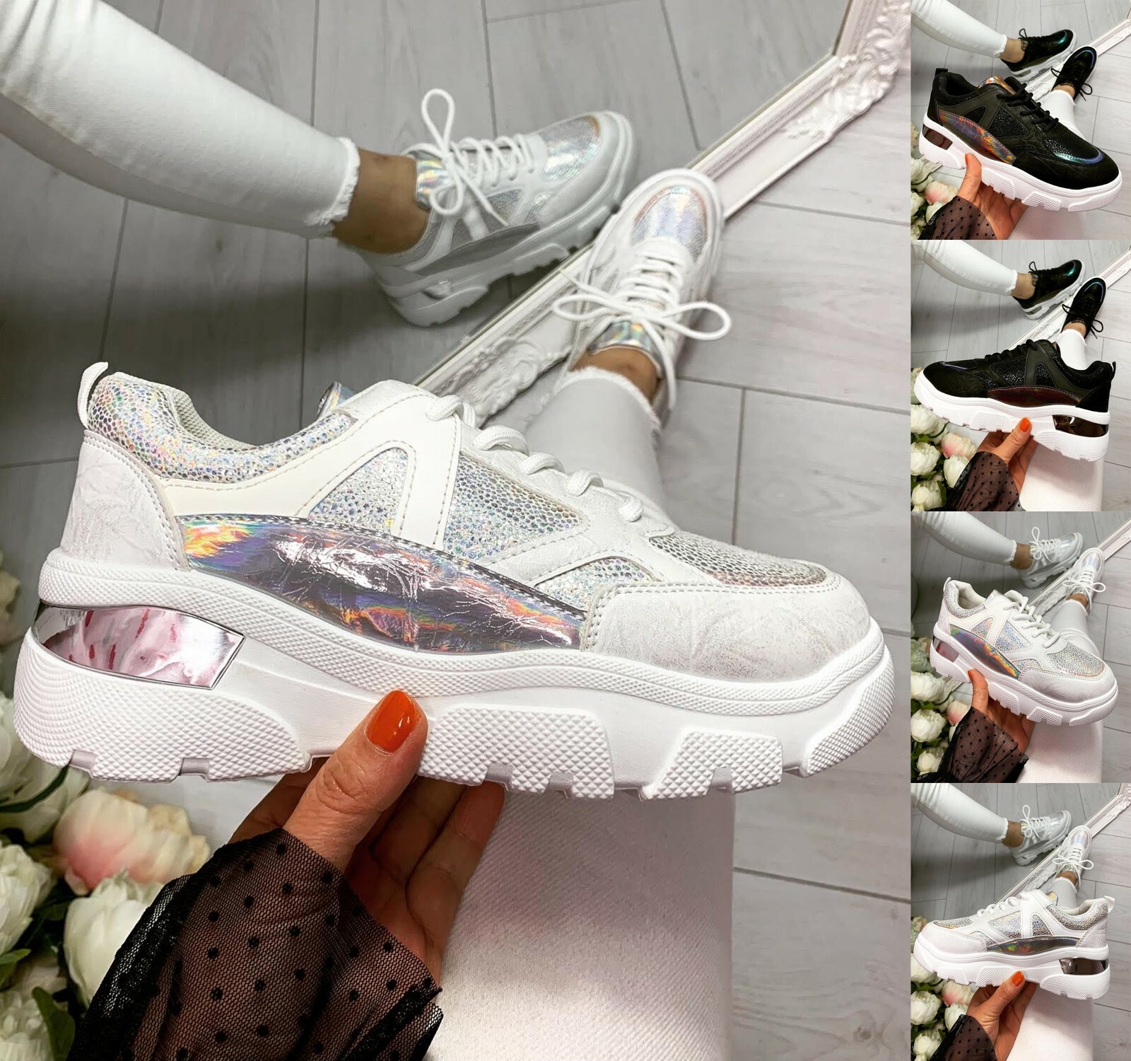 chunky platform white sneakers