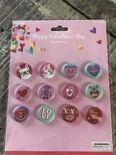   Pins Badge Set Valentine lot new small round fun gifts kids girls  staff  kids