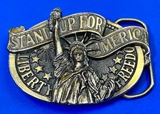 Stand Up For America - Statue Of Liberty And Freedom Vintage 1984 Belt Buckle
