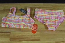 Wonder Nation Girls Square Neck Bikini Swimsuit with UPF50 -Pink-XL 14-16 