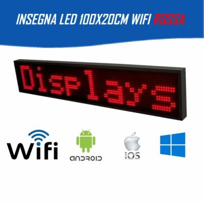 x Schild Wifi Tisch hell Schiebetisch Led programmierbar 100x20cm rot