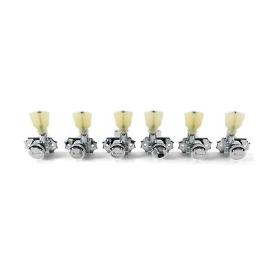 Kluson Revolution Tuners 3x3 No Collar Locking Pearloid button Nickel KEDPNCL...