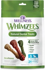 Wellness Brushzees Dog Dental Treats, Natural Chews, Small Size Stick, (24 Count
