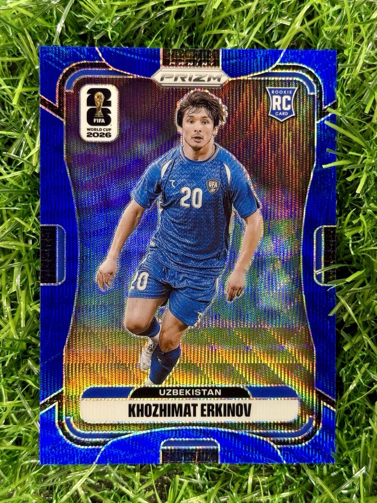 Khozhimat Erkinov 2026 Panini Prizm FIFA World Cup Blue Wave 19/55 [wyf174