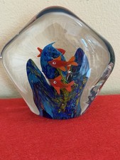 Vintage Murano Style Art Glass Double Sided Fish Aquarium Paperweight