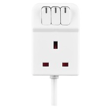 Masterplug 3 Socket 13 Amp Extension Lead White 2m UK