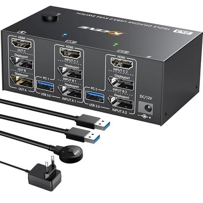 KVM Switch 2 PC 3 Monitore DP HDMI 4 USB 8K 60Hz