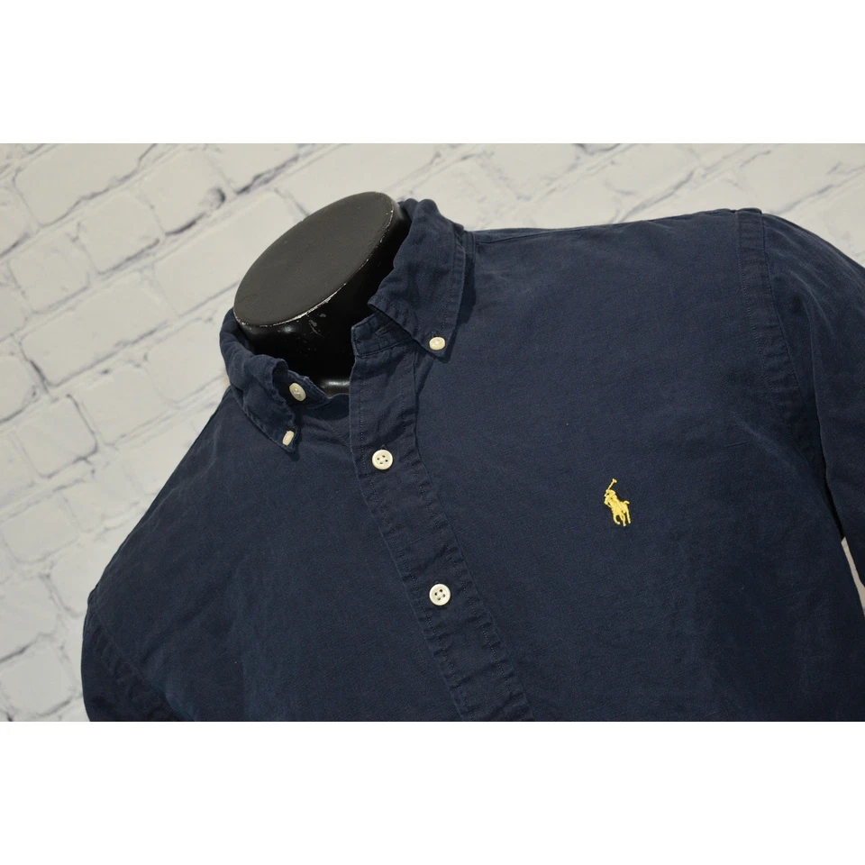 Polo Ralph Lauren Linen Silk Dress Shirt Men XL Classic Fit Blue Long Sleeve - Image 2 of 4