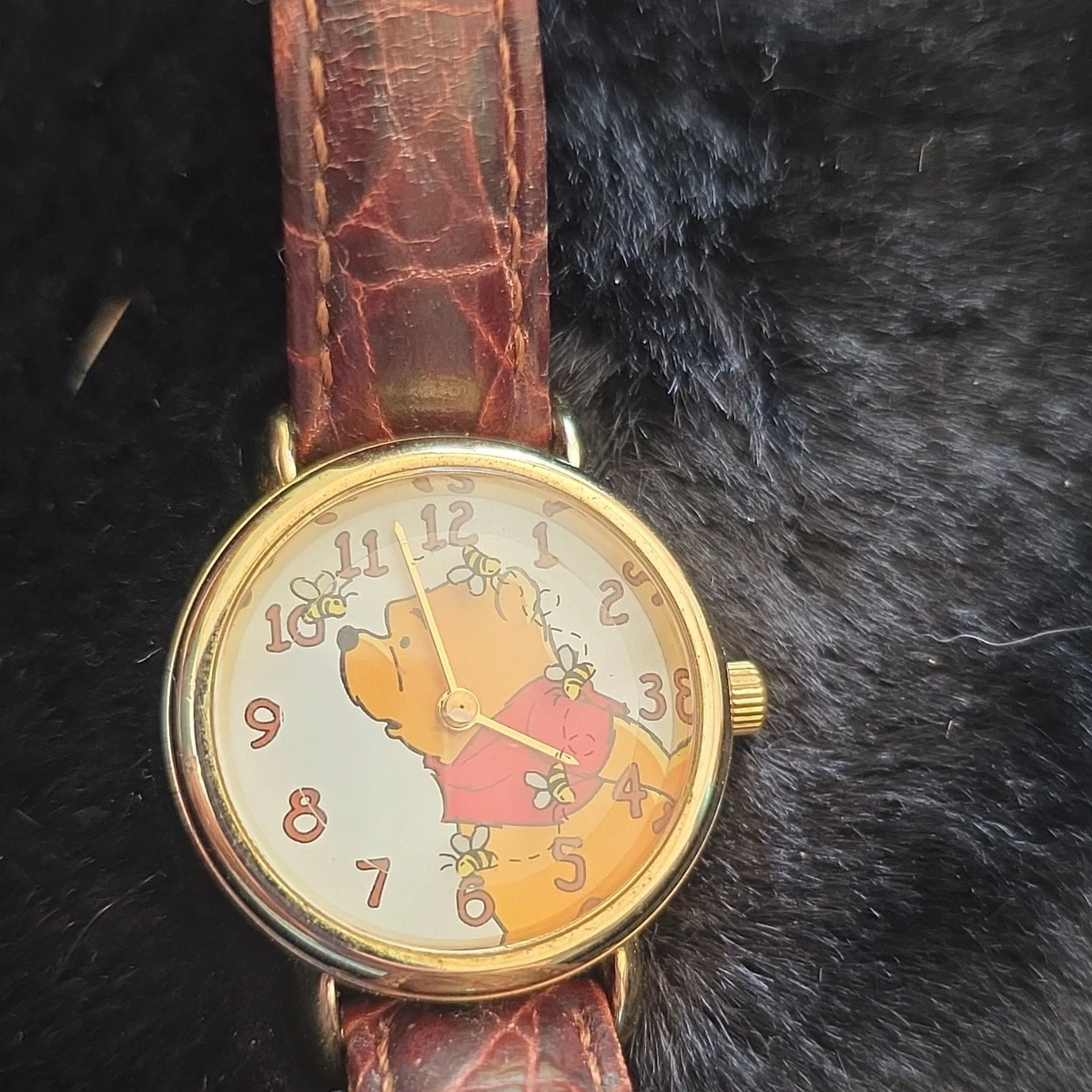 Timex Winnie The Pooh Watch Gold Tone Women Bear Head Brown Band New Battery Vintage Timex Winnie the Pooh - Etsy main image 2