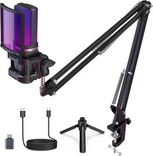 Zealsound Gaming Mikrofon PC mit Arm, RGB USB Mikrofon-Kit, Mikro Zubehör