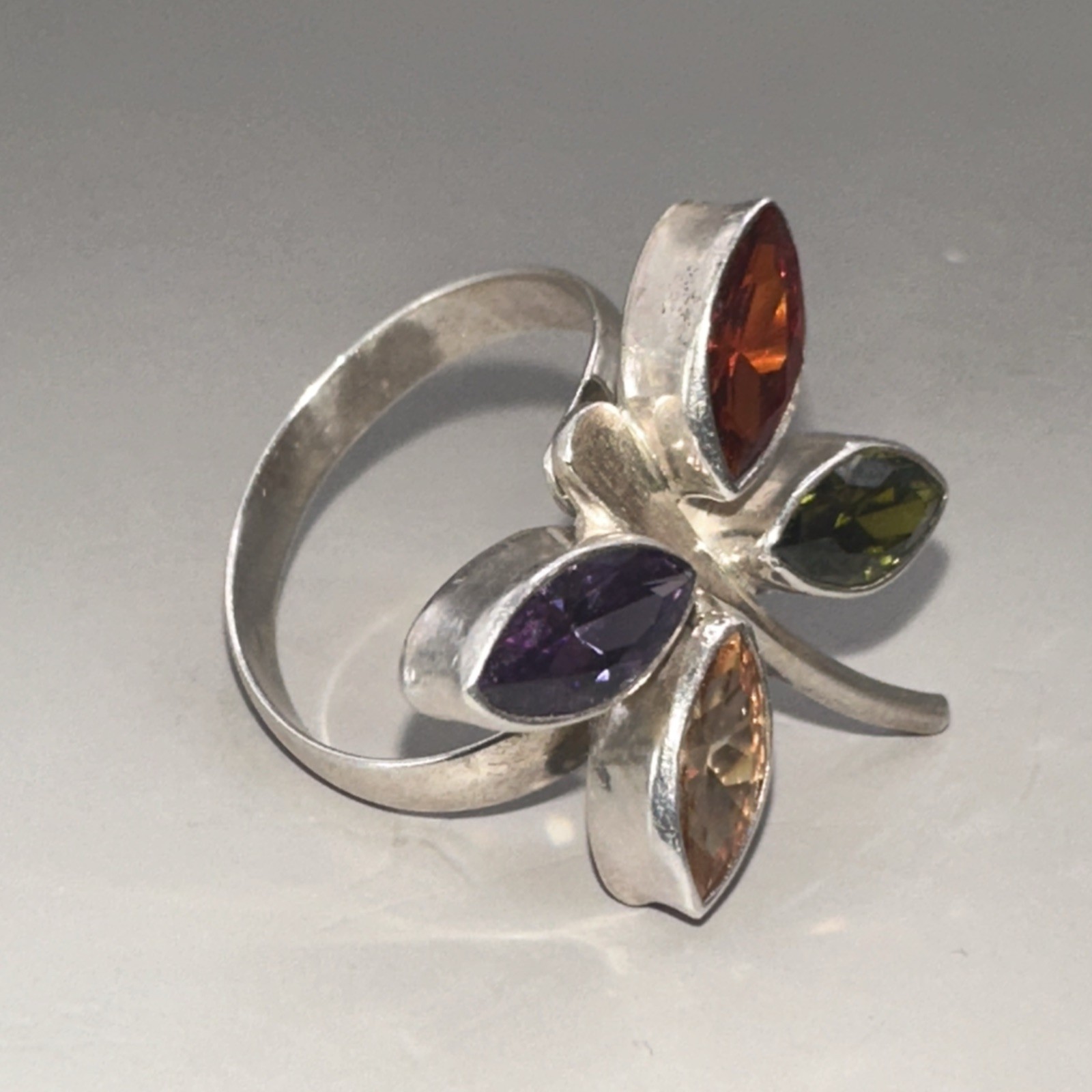 Assorted-Gemstone Set Dragonfly Design Sterling S… - image 2