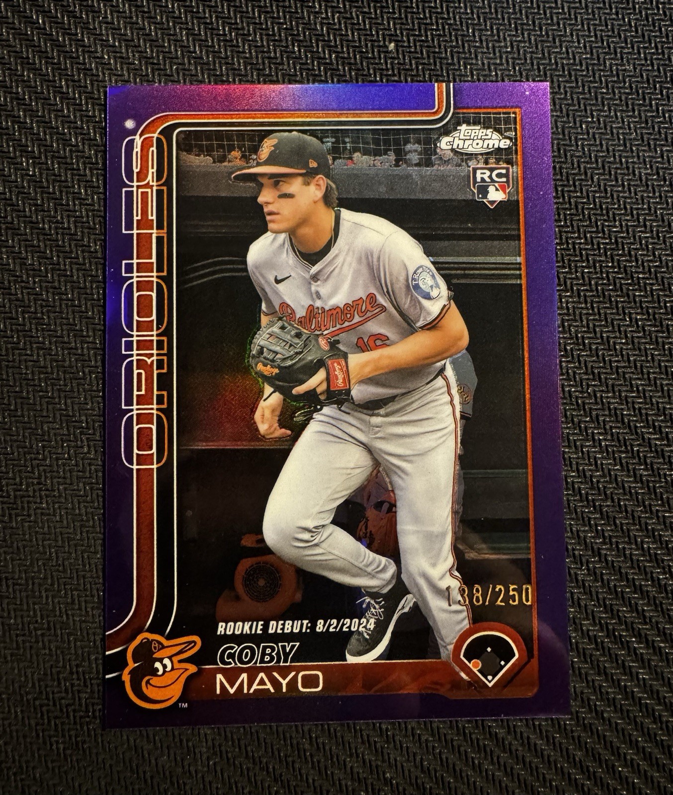 2025 Topps Chrome Update - Coby Mayo Rookie Debut USC94 Purple Refractor #/250