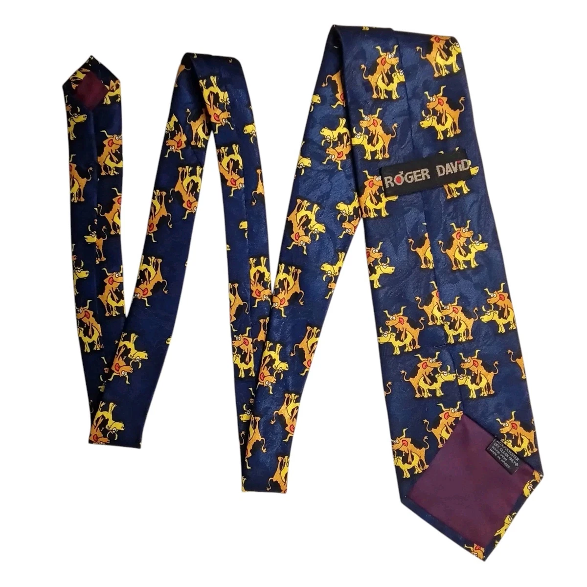 ROGER DAVID neck tie blue cows naughty novelty making beef