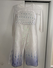 Disney Frozen Elsa White Blue Sequin Long Sleeve Costume Dress Child Size 7/8