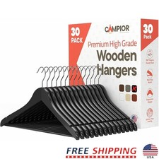 Premium Wooden Hangers Non Slip Clothes Hangers Set Durable 360 Swivel Hook New