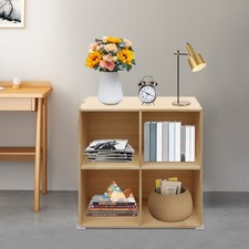 4 Cube Solid Wood Shelves, Wooden Shelf Bookcase, Floor Standing Bookshelf