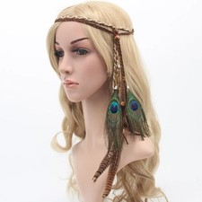 Feather Headband Headdress Festival Boho Hippy Indian Hair Accessories for Girls