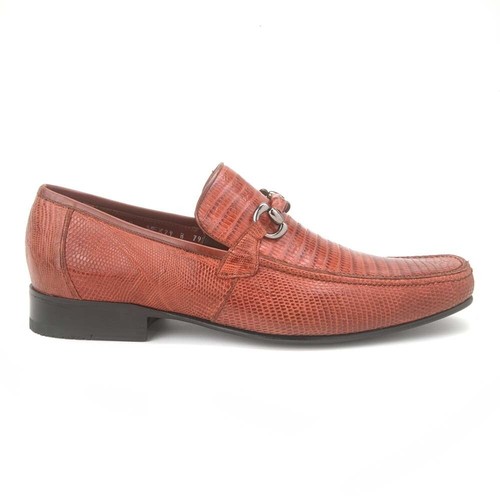 Los Altos Navy Genuine Teju Lizard Skin Slip-On Loafers