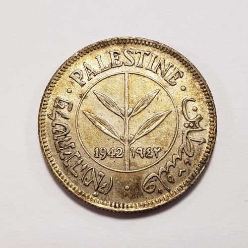 1942 Palestine 50 Mils .135 ASW - KM6 - SKU-Q3706